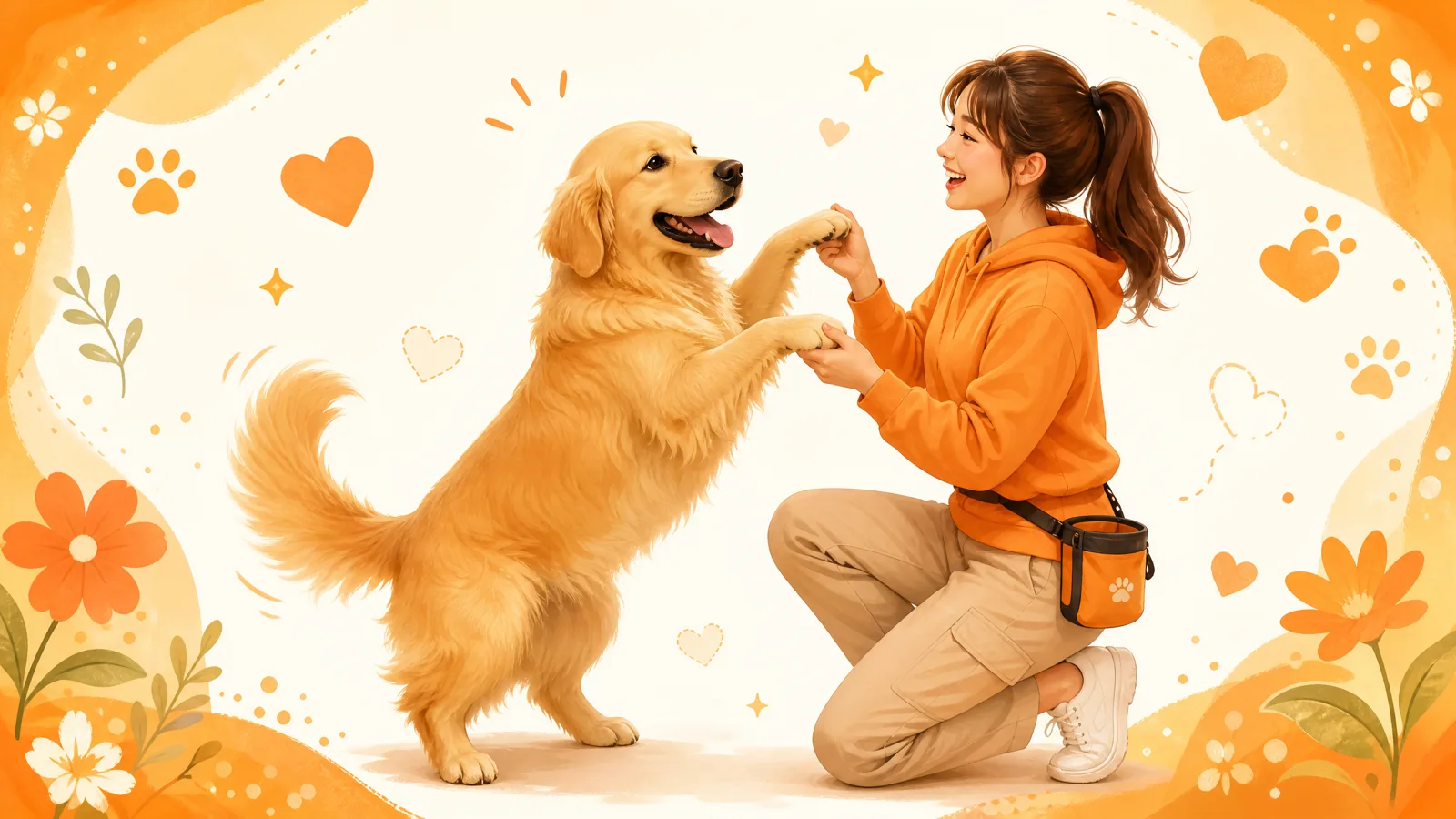 训练师与金毛共舞画面